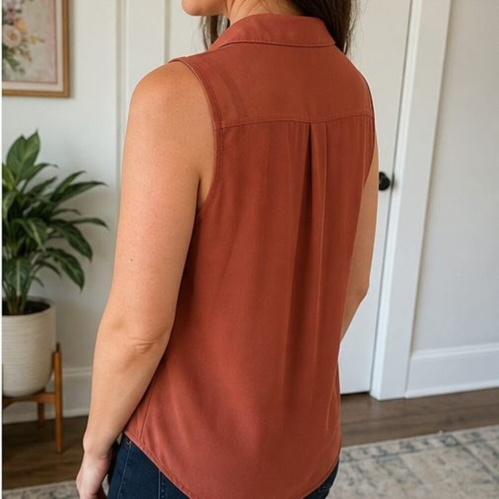 Rust Button Blouse - Picture 3 of 6